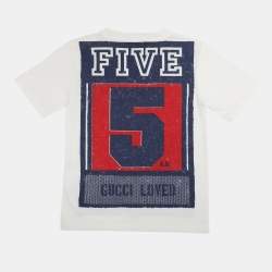 Pre Owned Gucci White Printed Jersey Crewneck T-Shirt 5 Years