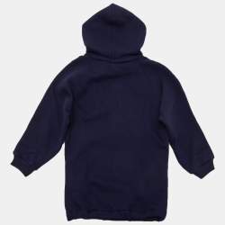 Pre Owned Gucci Kids Navy Blue Cotton Web Striped Hoodie Size 12-18 M