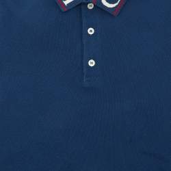 Pre Owned Gucci Kids Blue Cotton Logo Detail Polo T-Shirt Size 10 Yrs