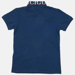 Pre Owned Gucci Kids Blue Cotton Logo Detail Polo T-Shirt Size 10 Yrs