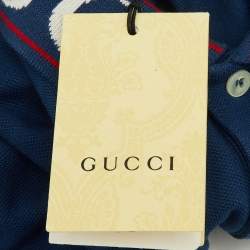 Pre Owned Gucci Kids Blue Cotton Logo Detail Polo T-Shirt Size 10 Yrs