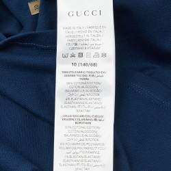 Pre Owned Gucci Kids Blue Cotton Logo Detail Polo T-Shirt Size 10 Yrs