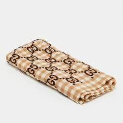 Pre Owned Gucci Brown GG Check Wool Baby Blanket