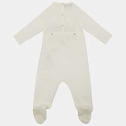 Pre Owned Gucci Kids White Logo Print Cotton Onesie 0-3M