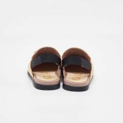 Gucci Gold Leather Kids Princetown Slingback Sandals Size 24