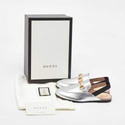 Gucci Silver Leather Kids Princetown Slingback Sandals Size 31