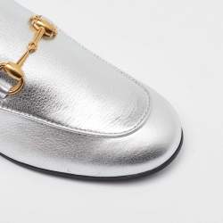 Gucci Silver Leather Kids Princetown Slingback Sandals Size 31