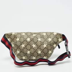 Pre Owned Gucci Beige GG Supreme Star Canvas Belt Bag