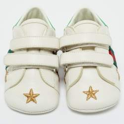 Pre Owned Gucci White Leather Ace Sneakers Size 17