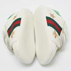 Pre Owned Gucci White Leather Ace Sneakers Size 17