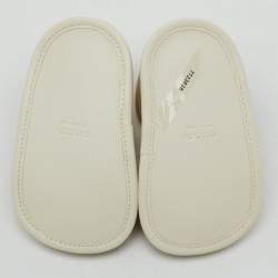 Pre Owned Gucci Beige/White GG Canvas and Leather Horsebit Sandals Size 16