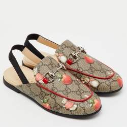Pre Owned Gucci x Peter Rabbit™ Multicolor GG Supreme Canvas Princetown Slingback Sandals Size 29