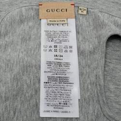 Pre Owned Gucci Kids Grey Web Trim Cotton Onesie Set 18-24M