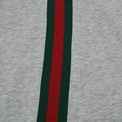 Pre Owned Gucci Kids Grey Web Trim Cotton Onesie Set 18-24M