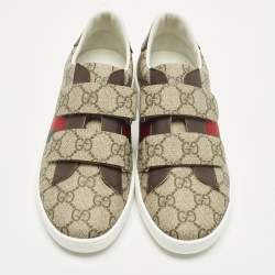 Pre Owned Gucci Ace Size 36 Beige/Brown GG Supreme Canvas Low Top Sneakers