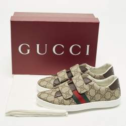 Pre Owned Gucci Ace Size 36 Beige/Brown GG Supreme Canvas Low Top Sneakers