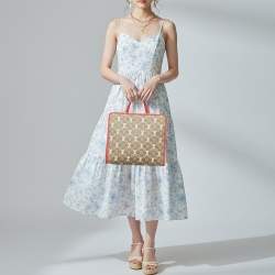 Pre Owned Gucci Beige/Red Cat GG Supreme Canvas and Leather Tote