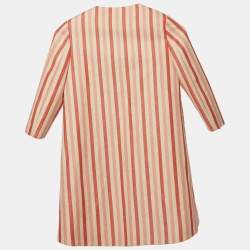 Pre Owned Gucci Kids Pink Striped Linen Blend Coat 6Yrs