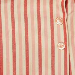 Pre Owned Gucci Kids Pink Striped Linen Blend Coat 6Yrs