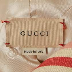 Pre Owned Gucci Kids Pink Striped Linen Blend Coat 6Yrs