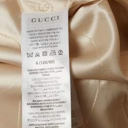 Pre Owned Gucci Kids Pink Striped Linen Blend Coat 6Yrs