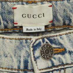 Gucci Blue Distressed Embroidered Denim Jeans (10 Yrs)