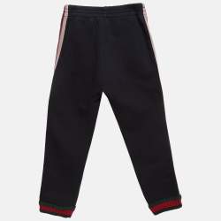 Pre Owned Gucci Navy Blue Cotton Knit Logo Tape Detail Trackpants 6 Yrs