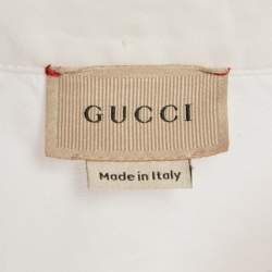 Gucci Kids White Logo Embroidery Cotton Button Front Shirt 8 Yrs