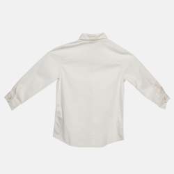 Gucci Kids White Logo Embroidery Cotton Button Front Shirt 8 Yrs