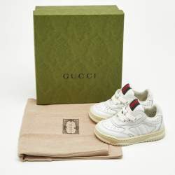 Gucci White Leather Re-Web Sneakers Size 20