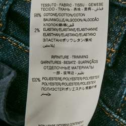 Pre Owned Gucci Navy Blue Web Trim Folded Hem Denim Jeans 10 Yrs 23"