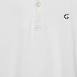 مملوكة مسبقًا Gucci Kids White Web Collar Jersey Polo T-Shirt 6 Yrs 