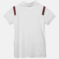 مملوكة مسبقًا Gucci Kids White Web Collar Jersey Polo T-Shirt 6 Yrs 