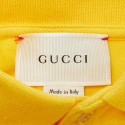 Pre Owned Gucci Kids Yellow Star Web Trim Cotton Pique Polo T-Shirt 4 Yrs