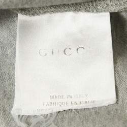 Pre Owned تي شيرت جيرسي غوتشي أطفال رمادي بحواف أكمام ويب 5 سنوات