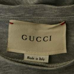 Pre Owned تي شيرت جيرسي غوتشي أطفال رمادي بحواف أكمام ويب 5 سنوات