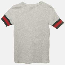 Pre Owned تي شيرت جيرسي غوتشي أطفال رمادي بحواف أكمام ويب 5 سنوات