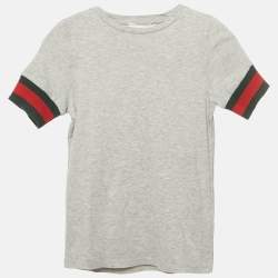Gucci Kids Grey Web Sleeve Trim Jersey T-Shirt 5 Yrs