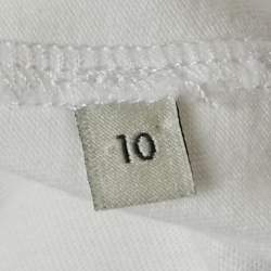 Pre Owned تي شيرت قطن قميص أبيض غووتشي أطفال، أكمام شرائط ويب 10 سنوات