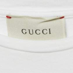 Pre Owned تي شيرت قطن قميص أبيض غووتشي أطفال، أكمام شرائط ويب 10 سنوات