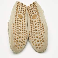 Pre Owned Gucci Beige Suede Web Driver Loafers Size 36