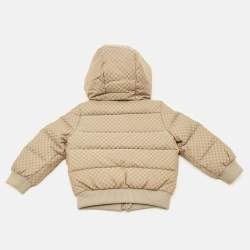Pre Owned Gucci Kids Beige GG Print Nylon Down Jacket 12/18M