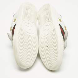 Pre Owned Gucci White Leather Ace Velcro Low Top Sneakers Size 34