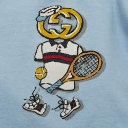 Pre Owned Gucci Kids Blue Printed Jersey and Denim T-Shirt Set 9/12M and 12/18M