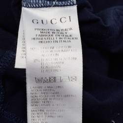 Pre Owned ست غوتشي قطن أزرق ودنيم للأطفال مع بيس 6/9 شهور و 9/12 شهور