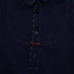 Pre Owned ست غوتشي قطن أزرق ودنيم للأطفال مع بيس 6/9 شهور و 9/12 شهور