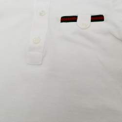 مملوكة مسبقًا تيشيرت غوتشي للأطفال جيرسي أبيض بأكمام طويلة 9/12 شهور