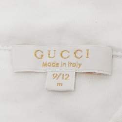 مملوكة مسبقًا تيشيرت غوتشي للأطفال جيرسي أبيض بأكمام طويلة 9/12 شهور