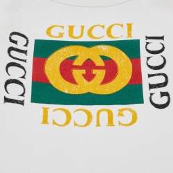 Pre Owned Gucci Kids Cream Logo Print Cotton Sweatshirt 5Y
