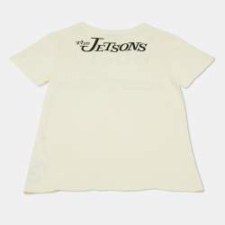 Pre Owned Gucci Kids Cream Logo Cartoon Print Jersey T-Shirt 10Yrs